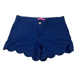 Lilly Pulitzer Women's 8 Buttercup Shorts Navy Blue Scalloped Hem 34" waist